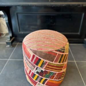 KİLİM KAPLI AHŞAP KASA PUF 40X42 CM